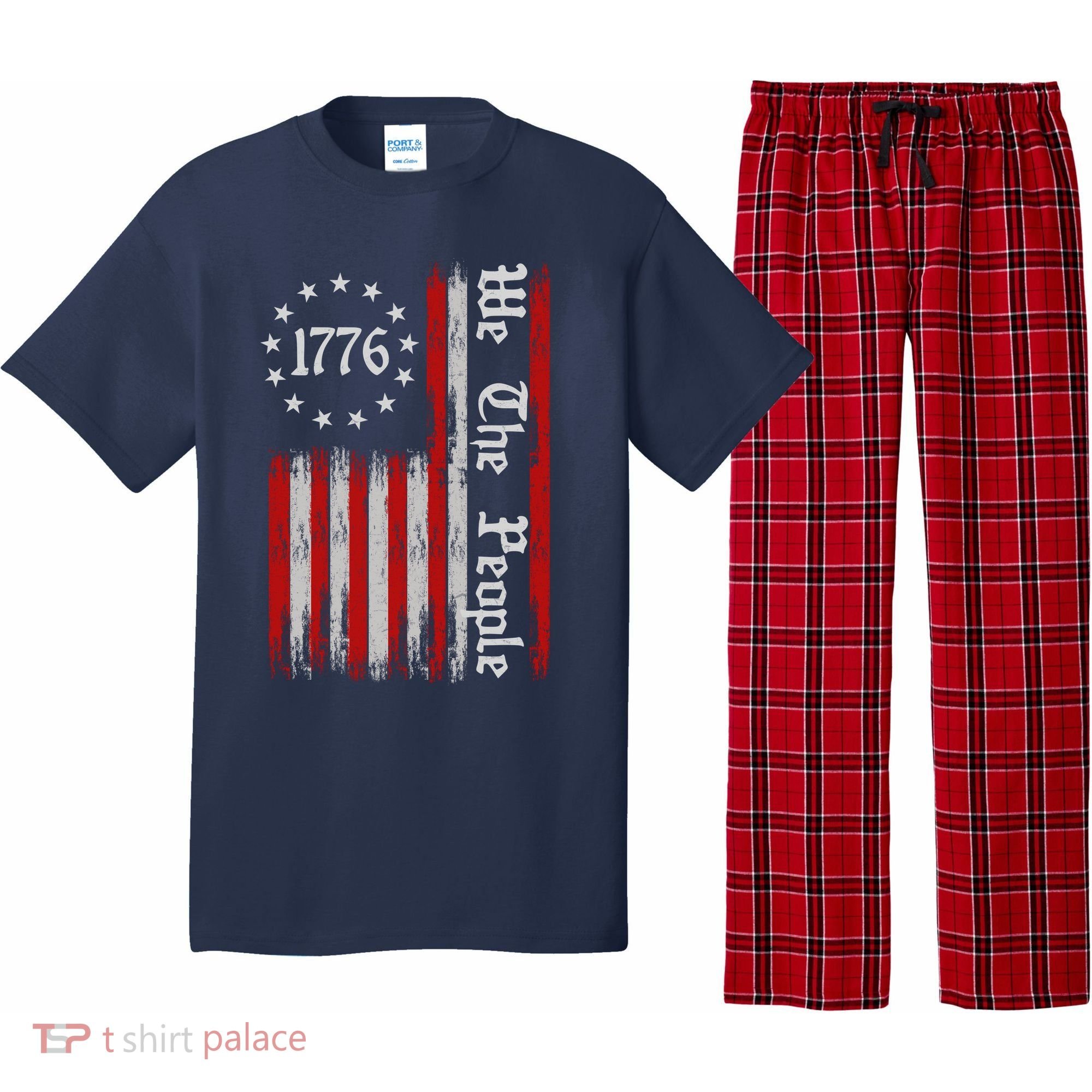 We The People 1776 Distressed USA American Flag Pajama Set