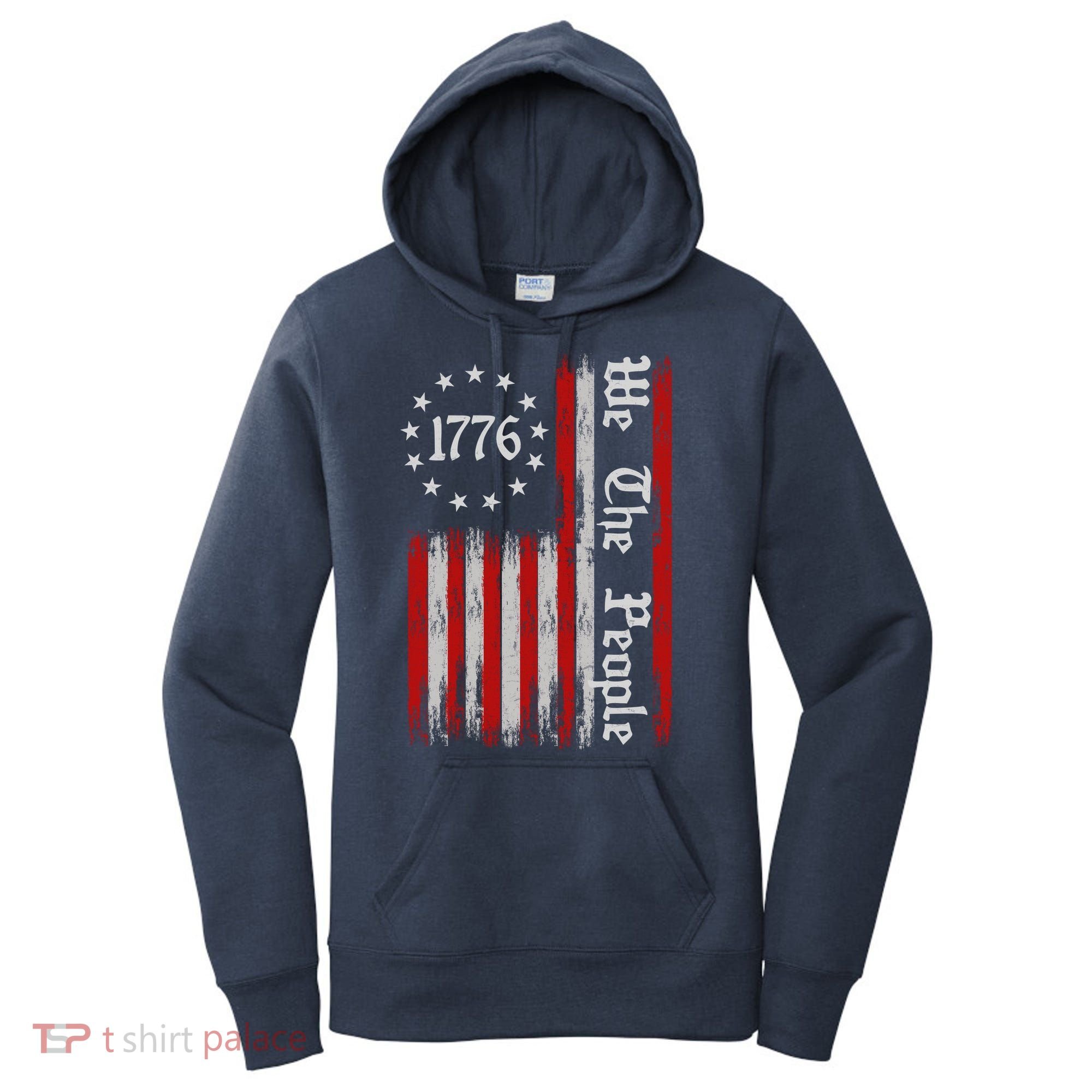 We The People 1776 Distressed USA American Flag Women's Hoodie