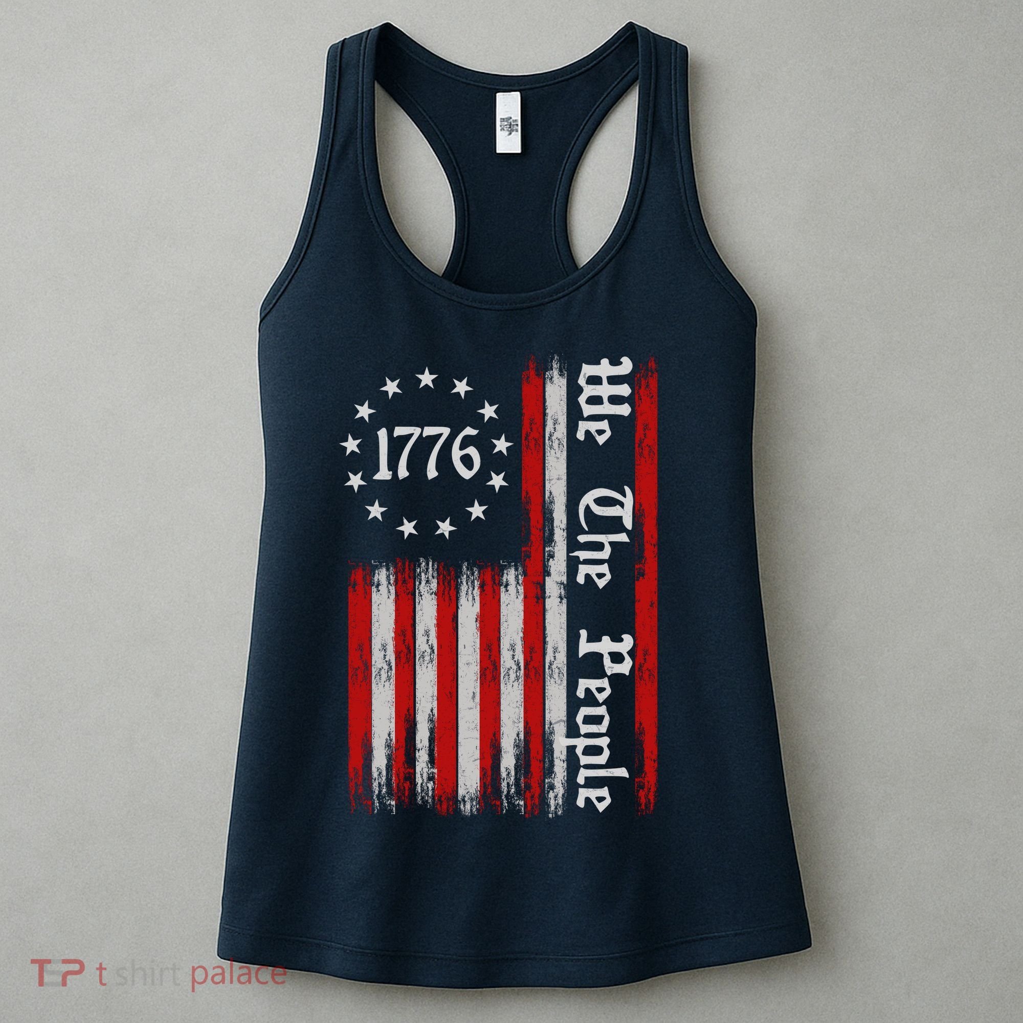 We The People 1776 Distressed USA American Flag Women's Tank Top