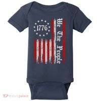 We The People 1776 Distressed USA American Flag Baby Bodysuit thumb 0