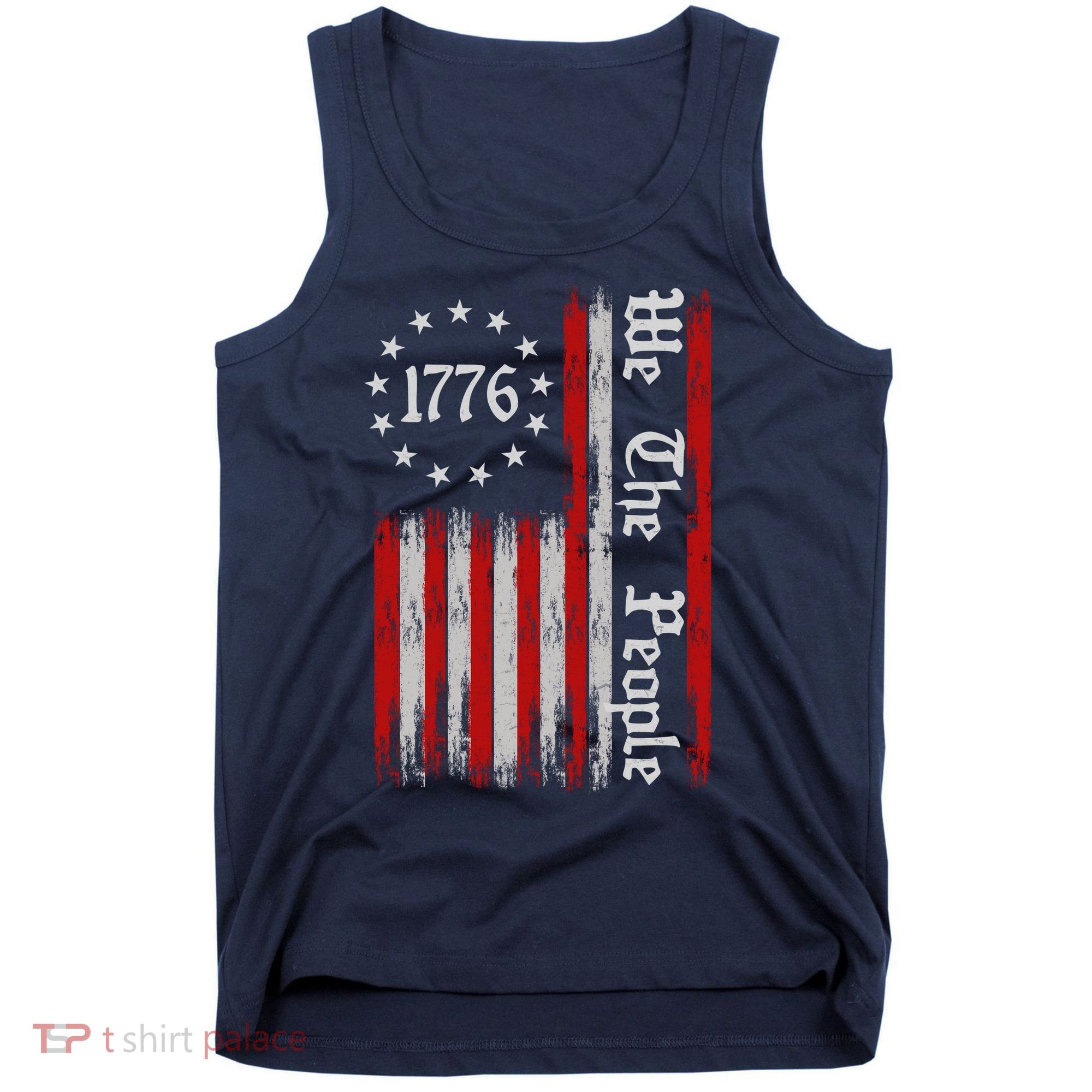 We The People 1776 Distressed USA American Flag Tank Top