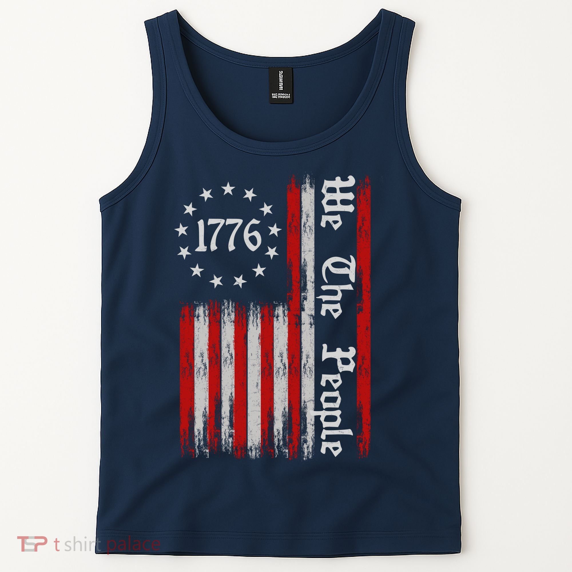 We The People 1776 Distressed USA American Flag Tank Top