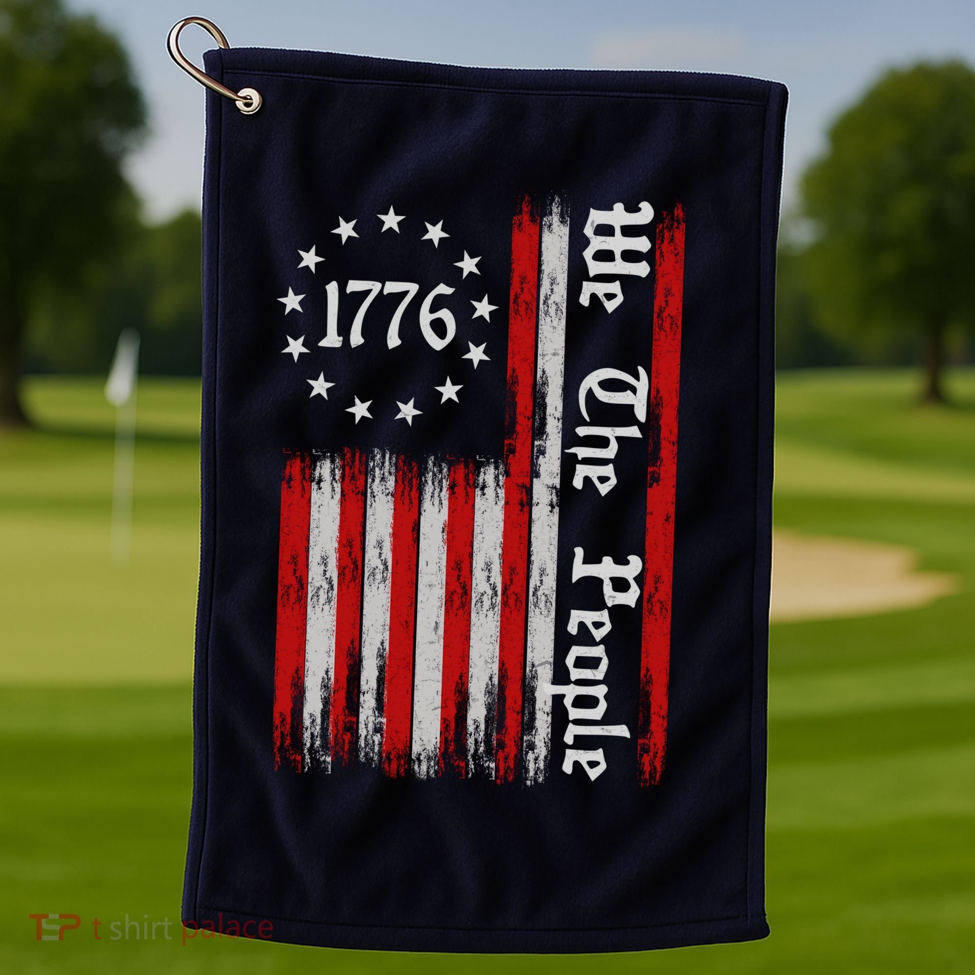 We The People 1776 Distressed USA American Flag Golf Towel