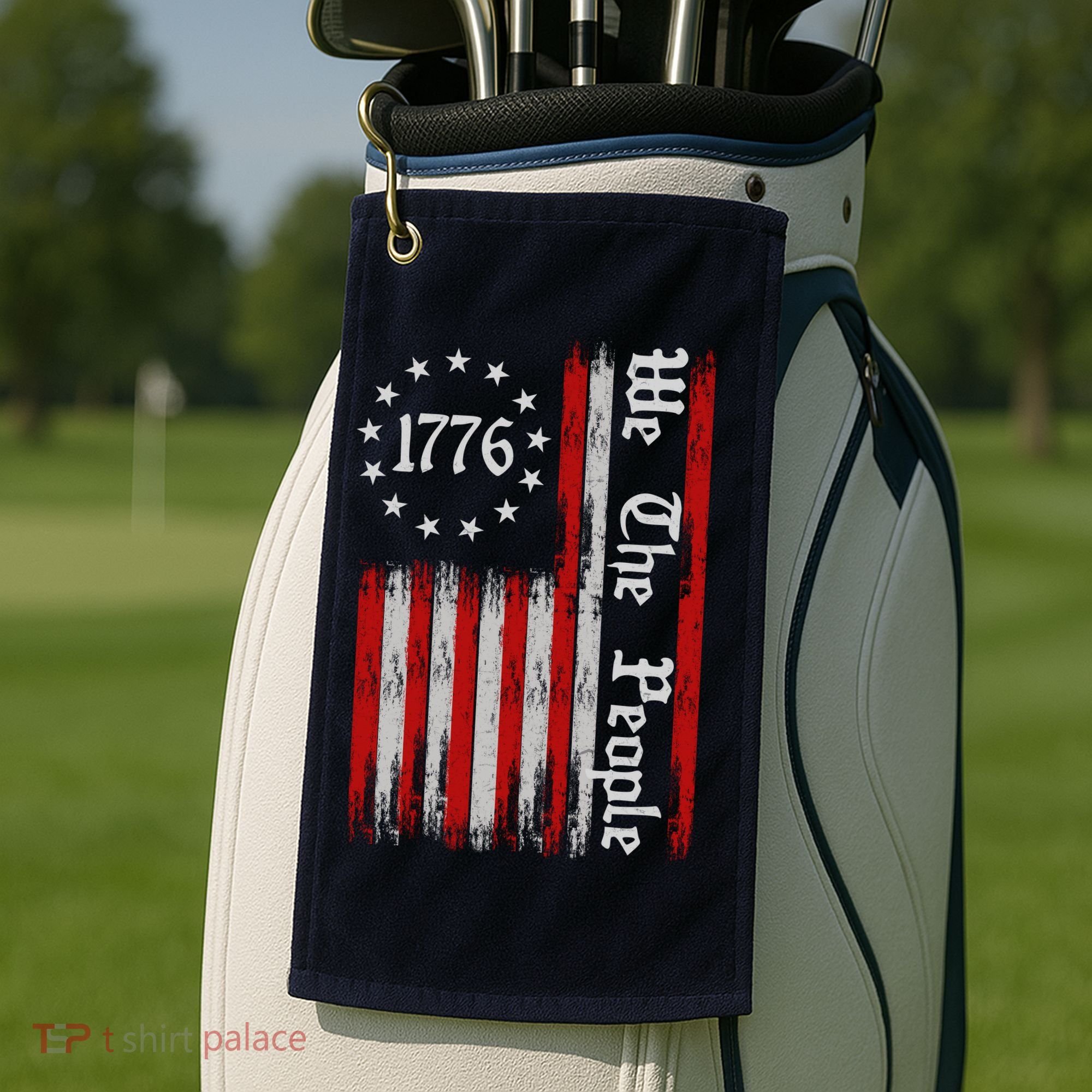 We The People 1776 Distressed USA American Flag Golf Towel