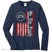 We The People 1776 Distressed USA American Flag Women's Long Sleeve Shirt thumb 0