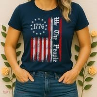 We The People 1776 Distressed USA American Flag Women's T-Shirt thumb 2