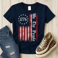 We The People 1776 Distressed USA American Flag Women's T-Shirt thumb 3