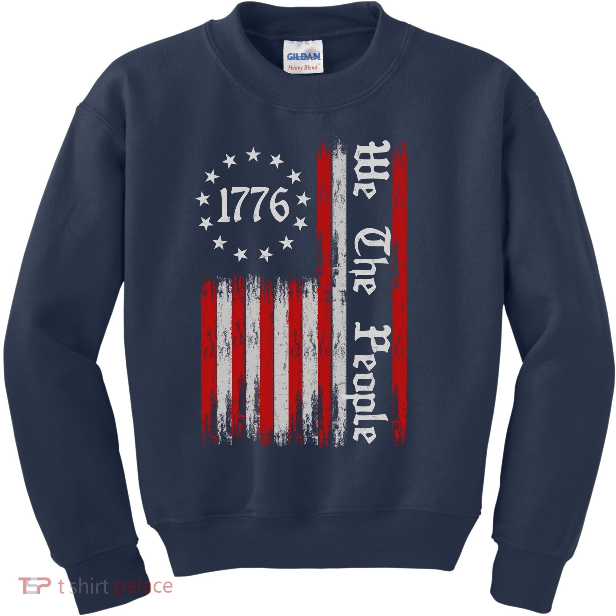 We The People 1776 Distressed USA American Flag Kids Sweatshirt