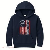 We The People 1776 Distressed USA American Flag Kids Hoodie thumb 0