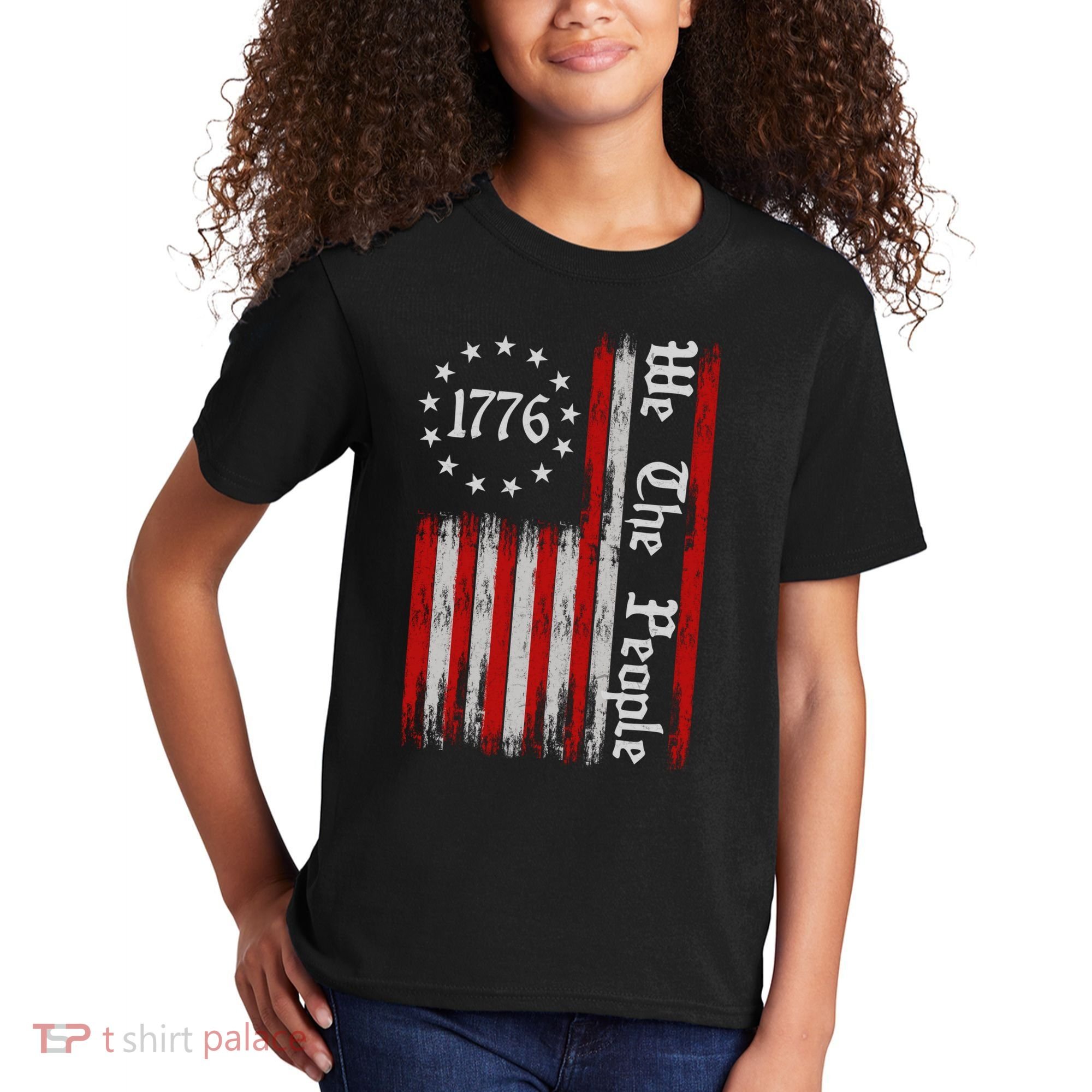 We The People 1776 Distressed USA American Flag Kids T-Shirt
