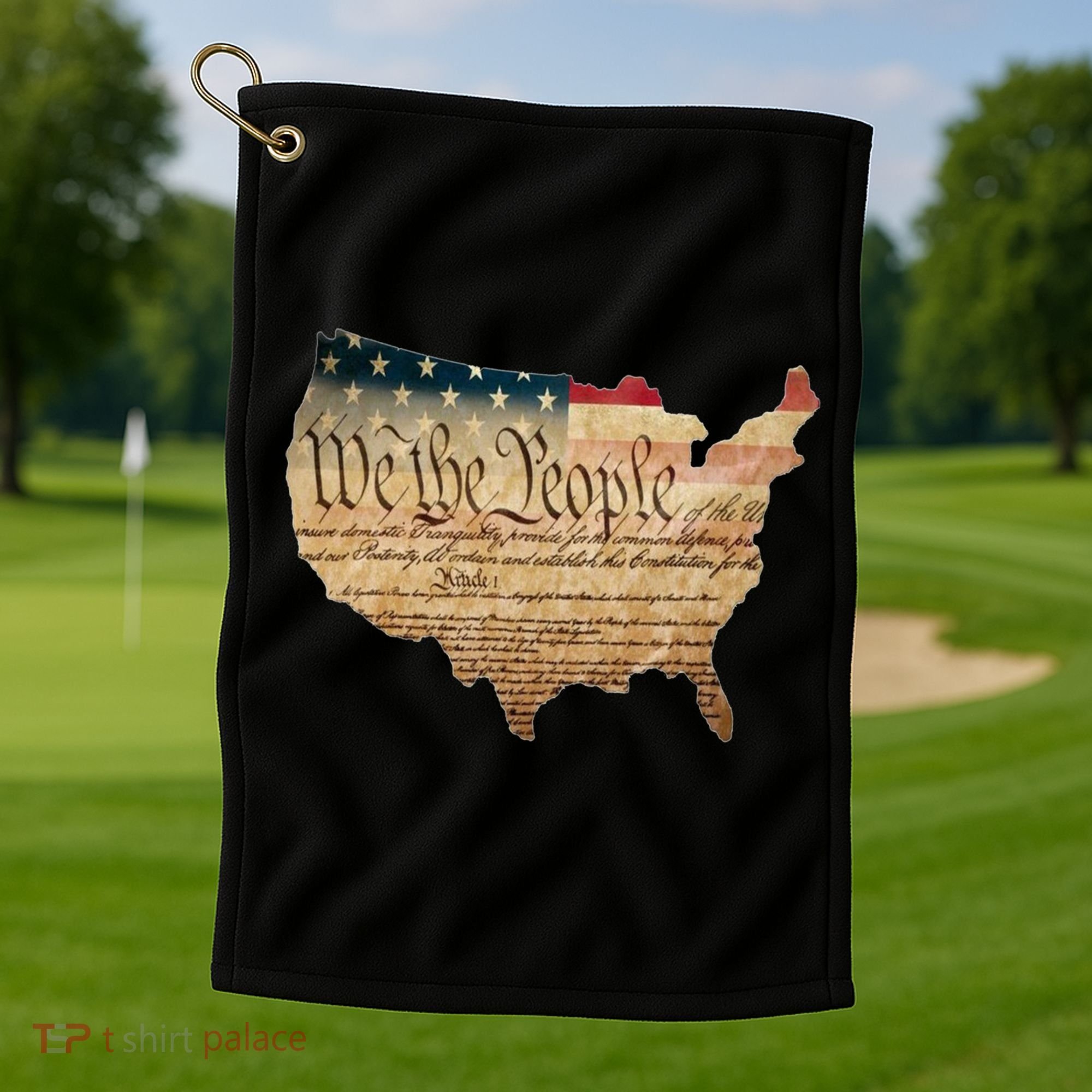We The People Constitution Usa Flag 2nd Adt Gun Rights Gift Golf Towel
