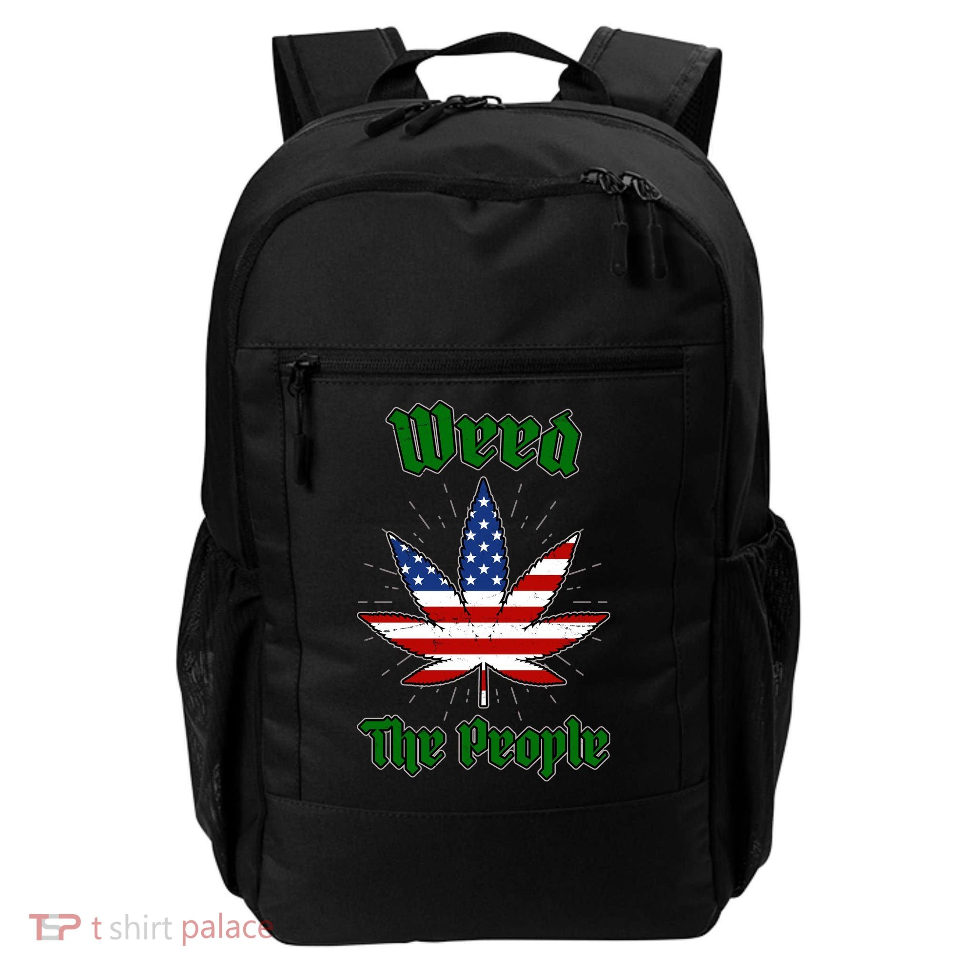 Weed The People Marijuana Usa Flag Funny Backpack