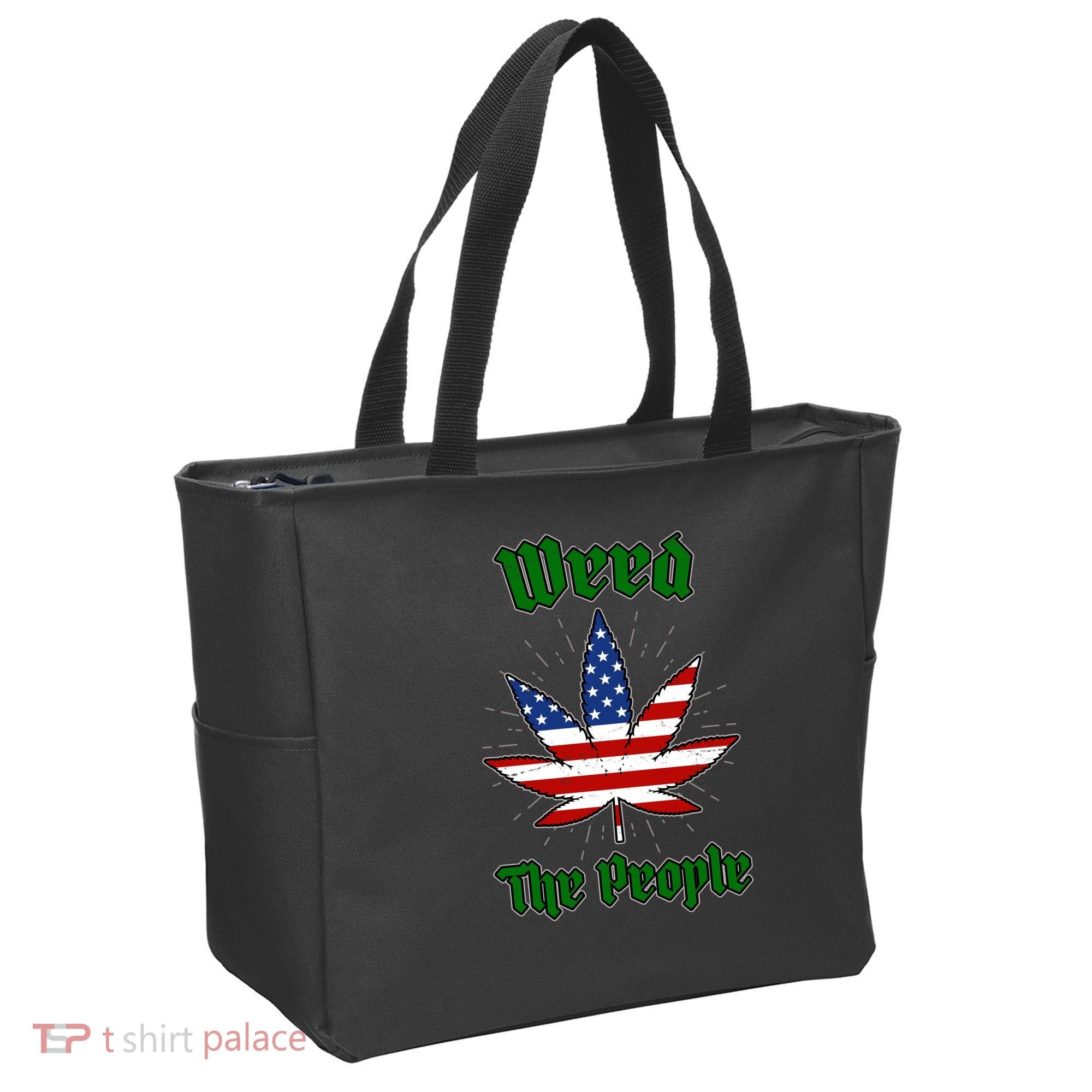 Weed The People Marijuana Usa Flag Funny Tote Bag