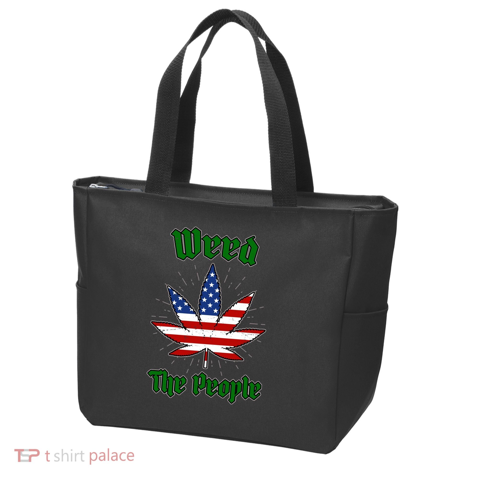 Weed The People Marijuana Usa Flag Funny Tote Bag