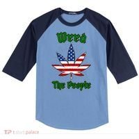 Weed The People Marijuana Usa Flag Funny Raglan Baseball Sleeve Shirt thumb 0