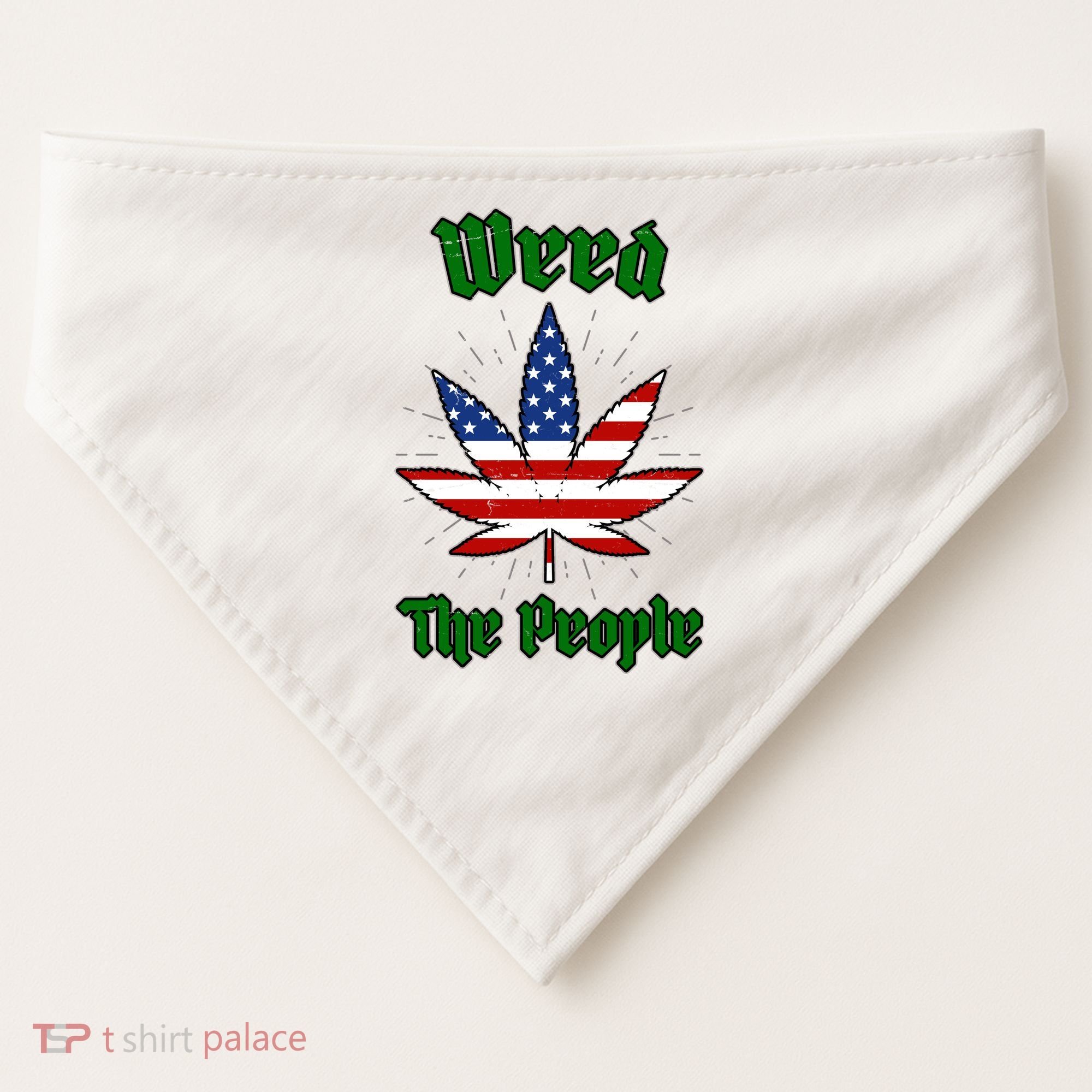 Weed The People Marijuana Usa Flag Funny USA-Made Doggie Bandana