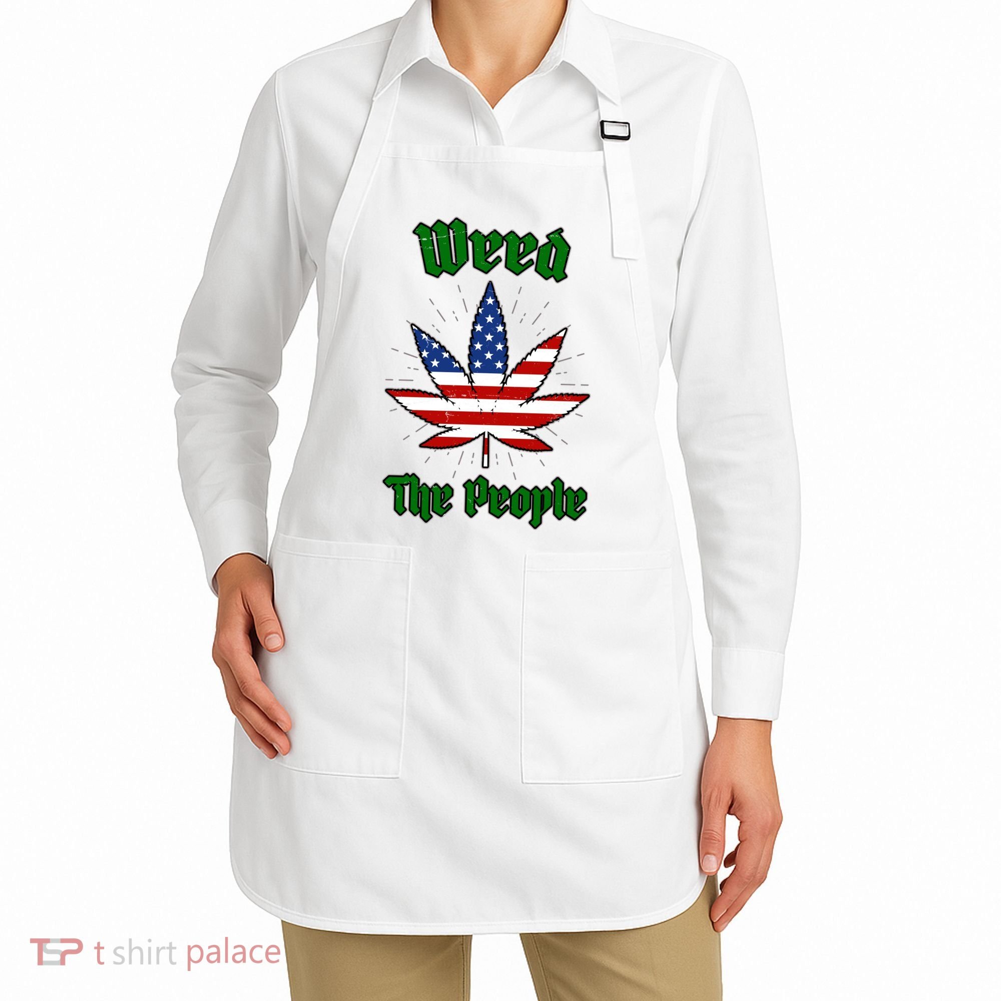 Weed The People Marijuana Usa Flag Funny Apron