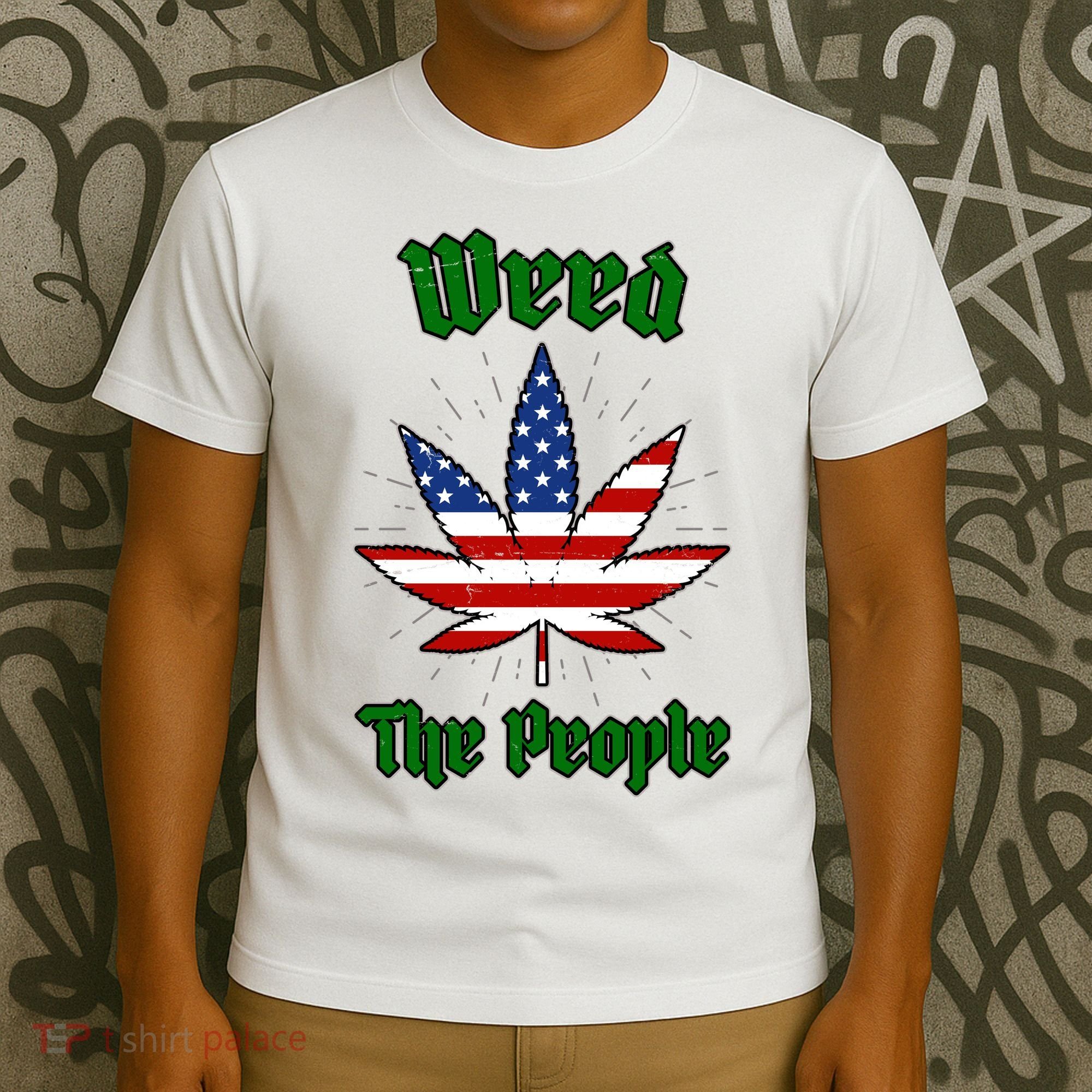 Weed The People Marijuana Usa Flag Funny T-Shirt