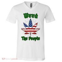 Weed The People Marijuana Usa Flag Funny V-Neck T-Shirt thumb 0