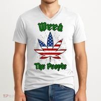 Weed The People Marijuana Usa Flag Funny V-Neck T-Shirt thumb 2