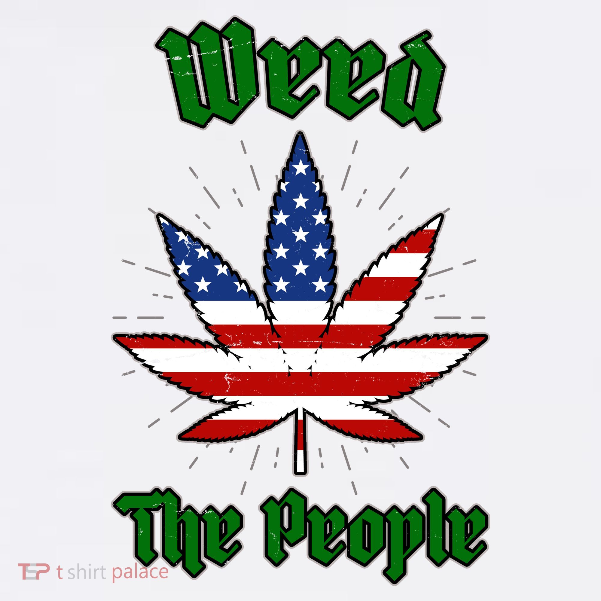 Weed The People Marijuana Usa Flag Funny V-Neck T-Shirt