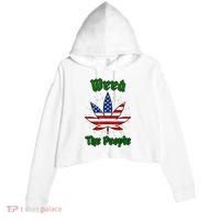Weed The People Marijuana Usa Flag Funny Crop Fleece Hoodie thumb 0