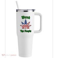 Weed The People Marijuana Usa Flag Funny 40oz Vacuum Insulated Stainless Steel Travel Tumbler thumb 0
