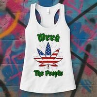 Weed The People Marijuana Usa Flag Funny Women's Tank Top thumb 3