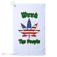 Weed The People Marijuana Usa Flag Funny Golf Towel thumb 0