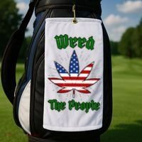 Weed The People Marijuana Usa Flag Funny Golf Towel thumb 2