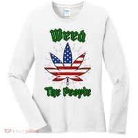 Weed The People Marijuana Usa Flag Funny Women's Long Sleeve Shirt thumb 0