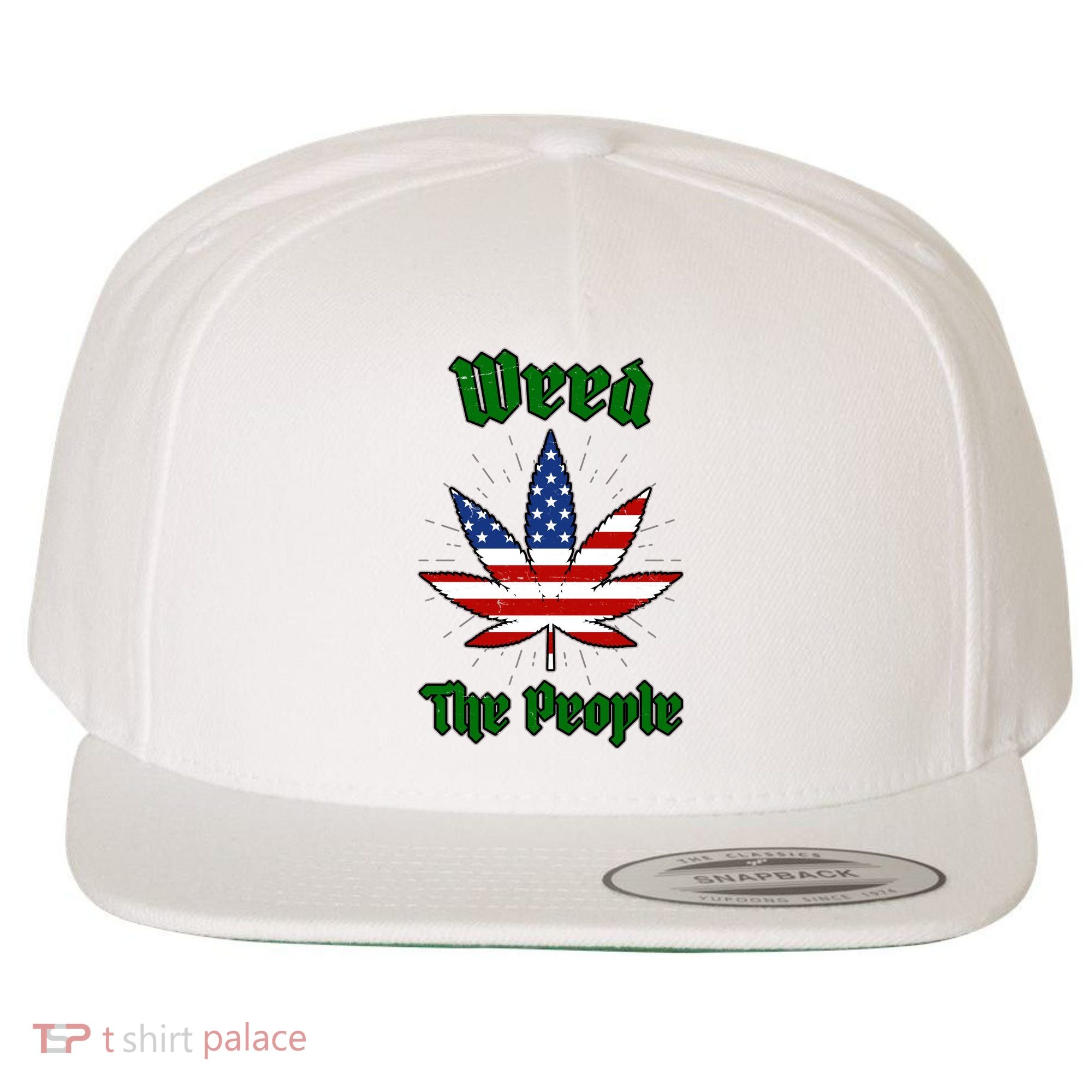 Weed The People Marijuana Usa Flag Funny Wool Snapback Cap