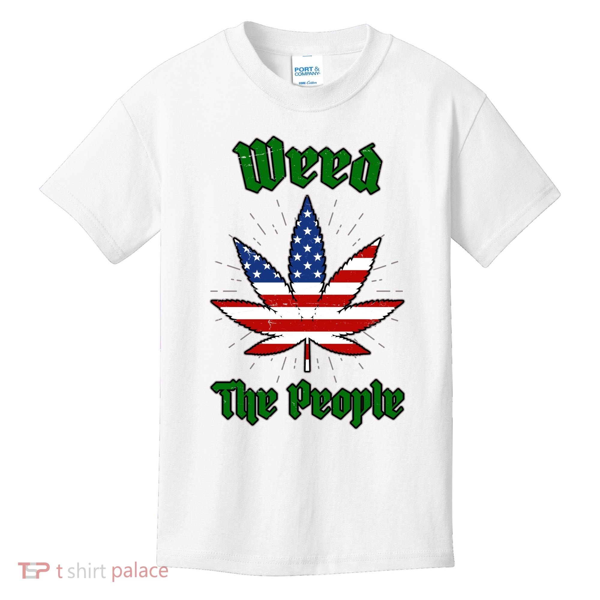 Weed The People Marijuana Usa Flag Funny Kids T-Shirt