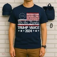 We The People Trump Vance 2024 Usa Vintage Flag T-Shirt thumb 6