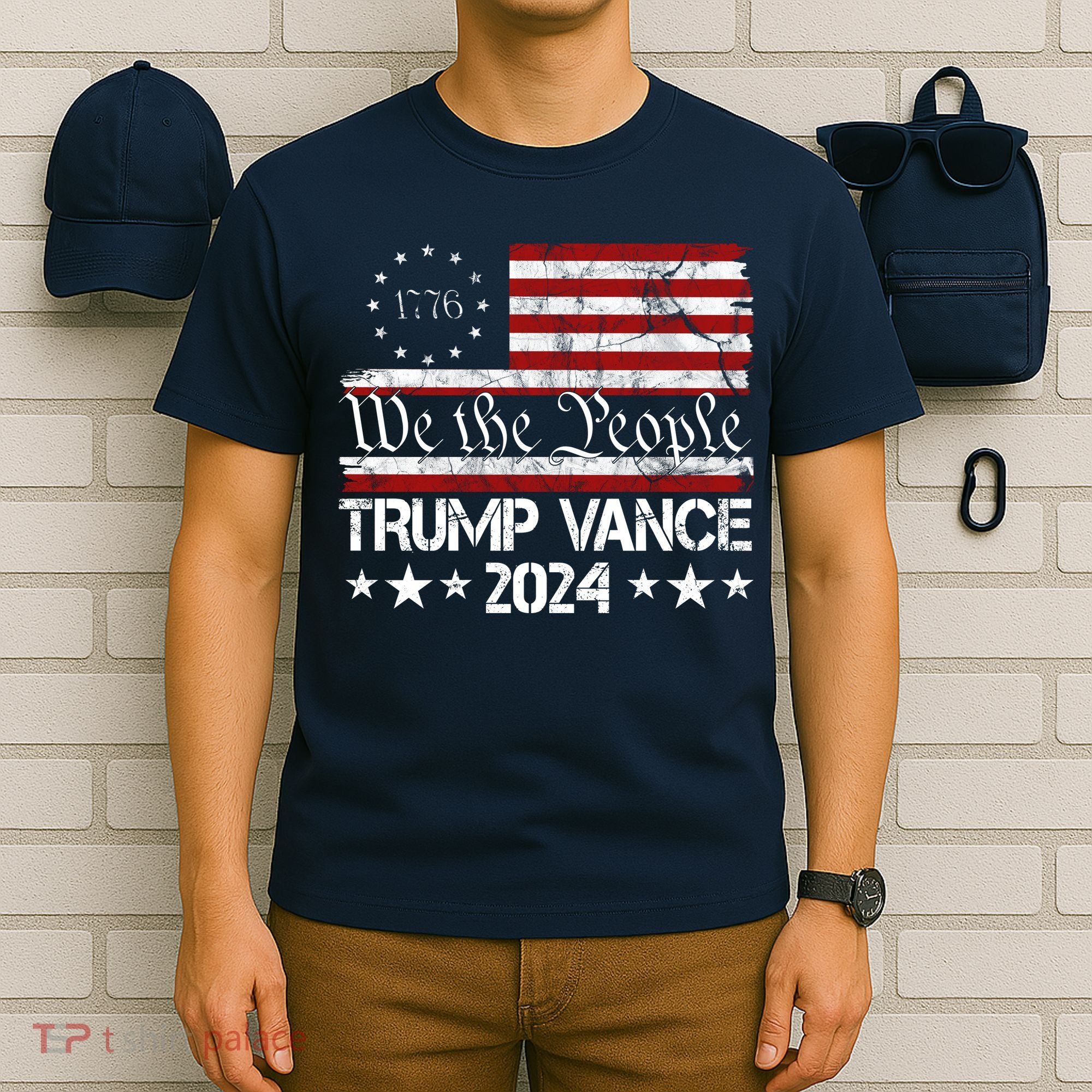 We The People Trump Vance 2024 Usa Vintage Flag T-Shirt