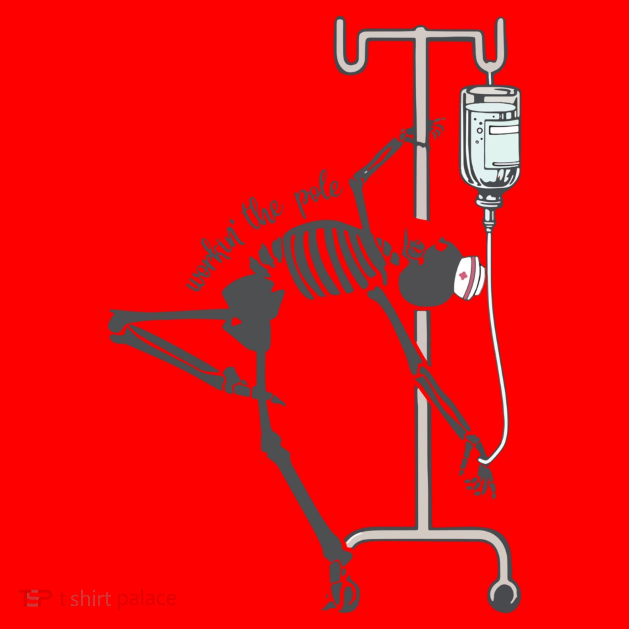 Working The Pole Funny Nurse Dancing Skeleton Halloween Cute Santa Hat
