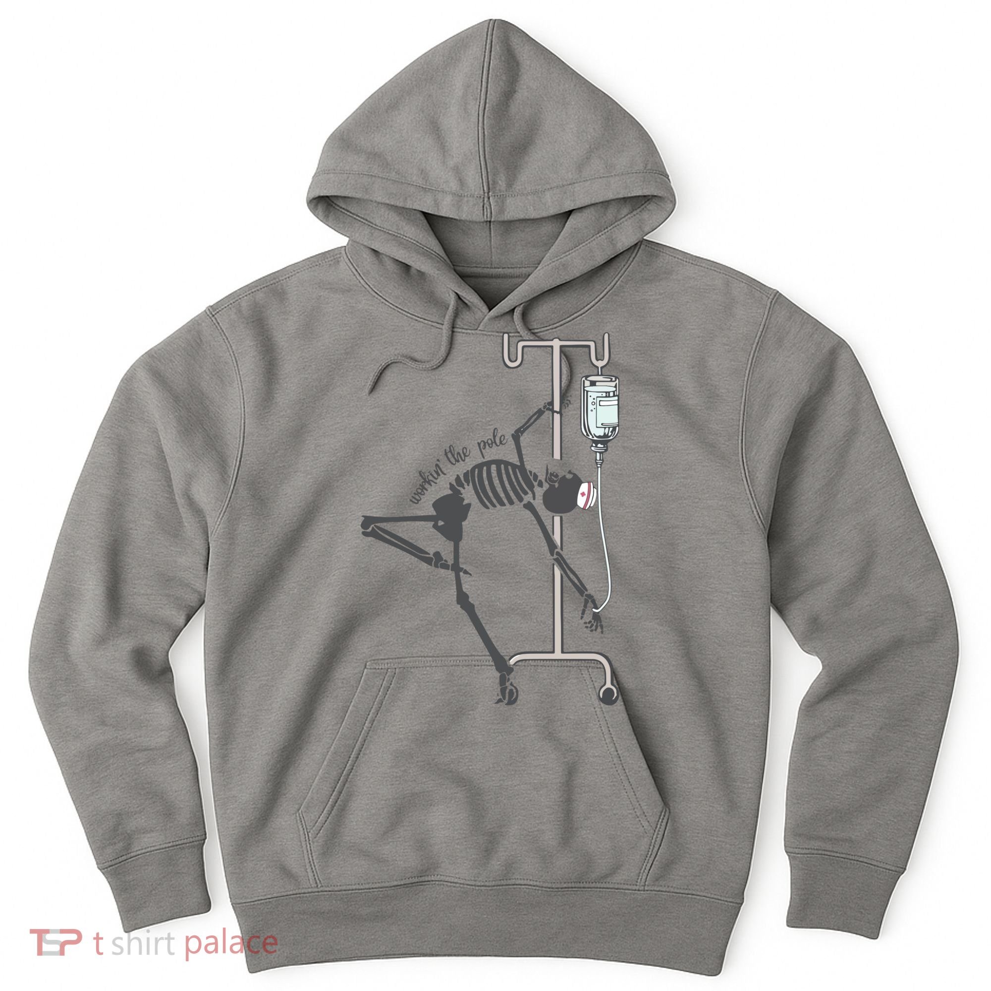 Working The Pole Funny Nurse Dancing Skeleton Halloween Cute Hoodie