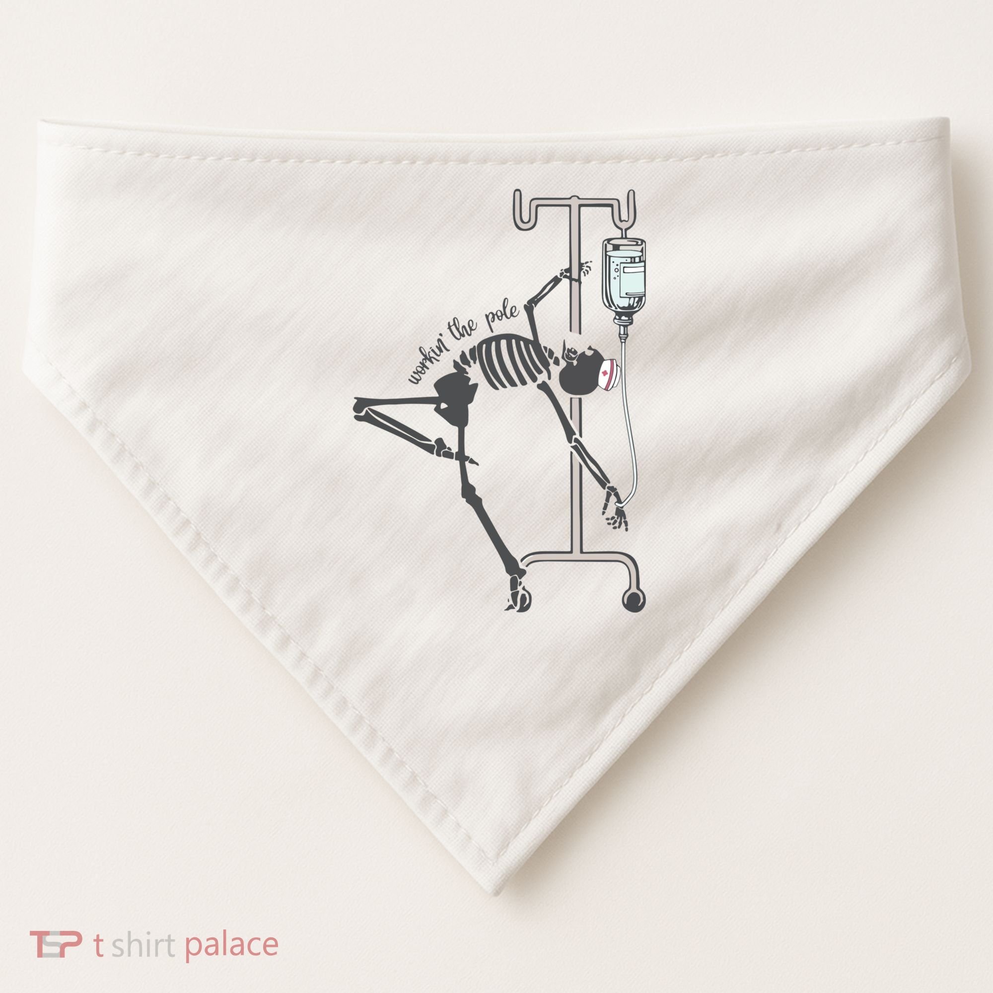 Working The Pole Funny Nurse Dancing Skeleton Halloween Cute USA-Made Doggie Bandana