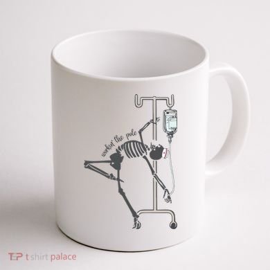 Working The Pole Funny Nurse Dancing Skeleton Halloween Cute Coffee Mug back