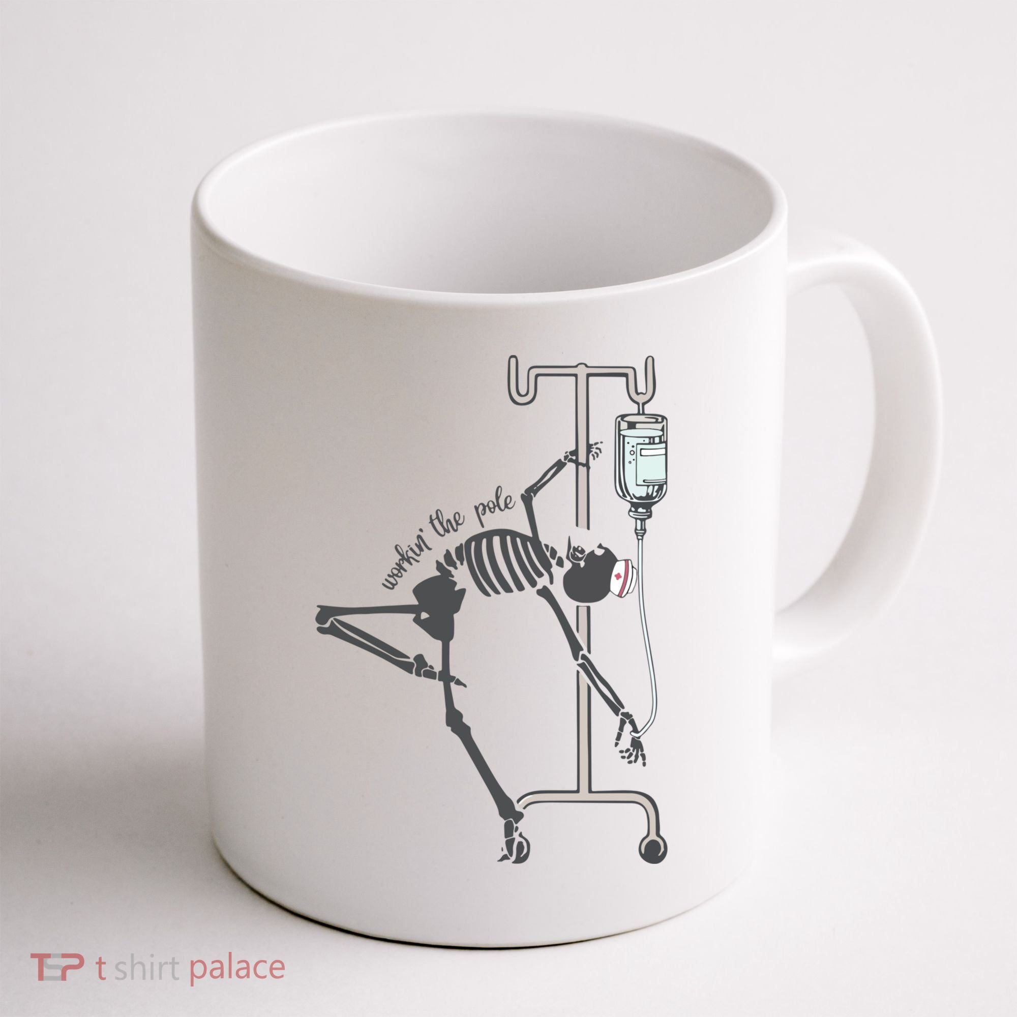 Working The Pole Funny Nurse Dancing Skeleton Halloween Cute Coffee Mug