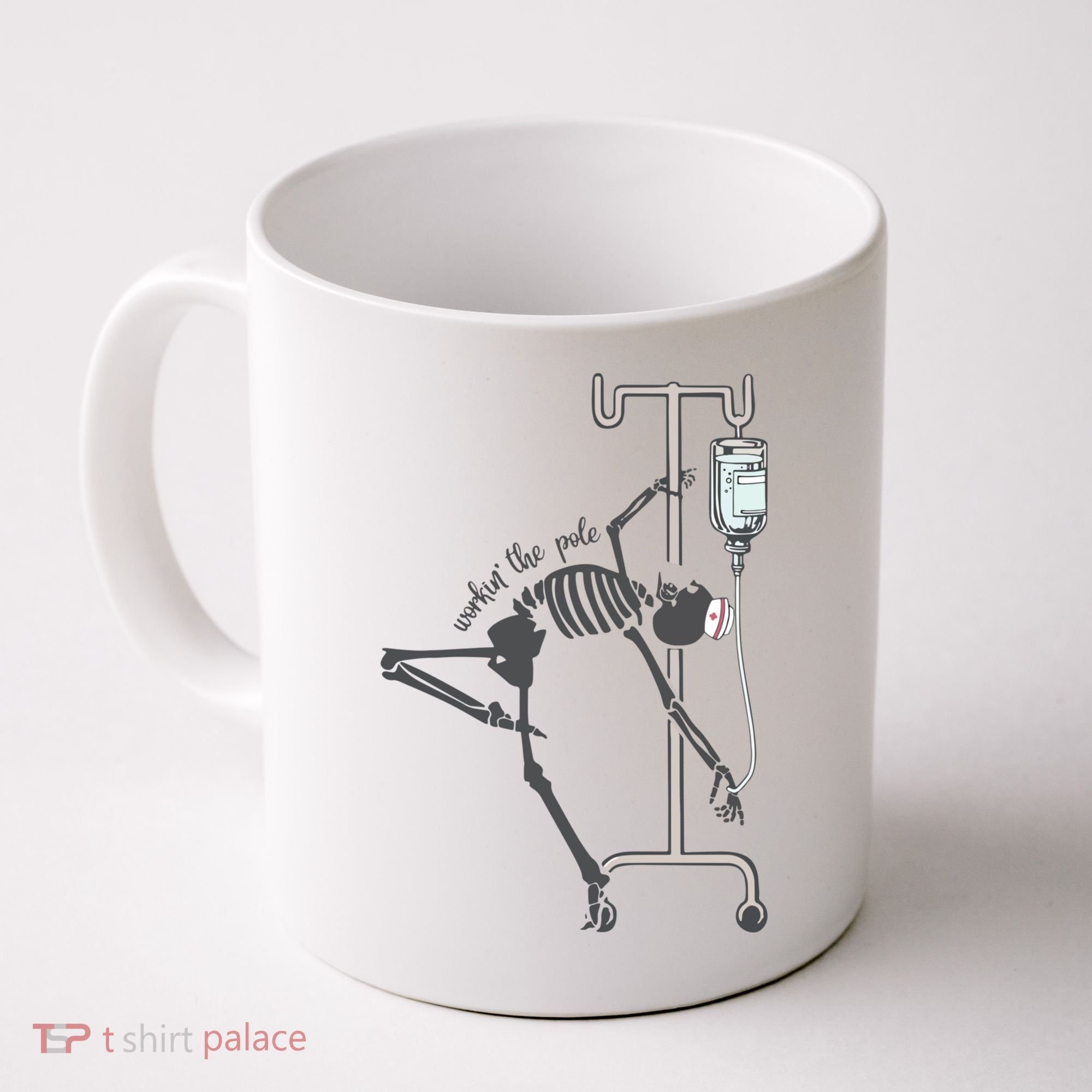 Working The Pole Funny Nurse Dancing Skeleton Halloween Cute Coffee Mug