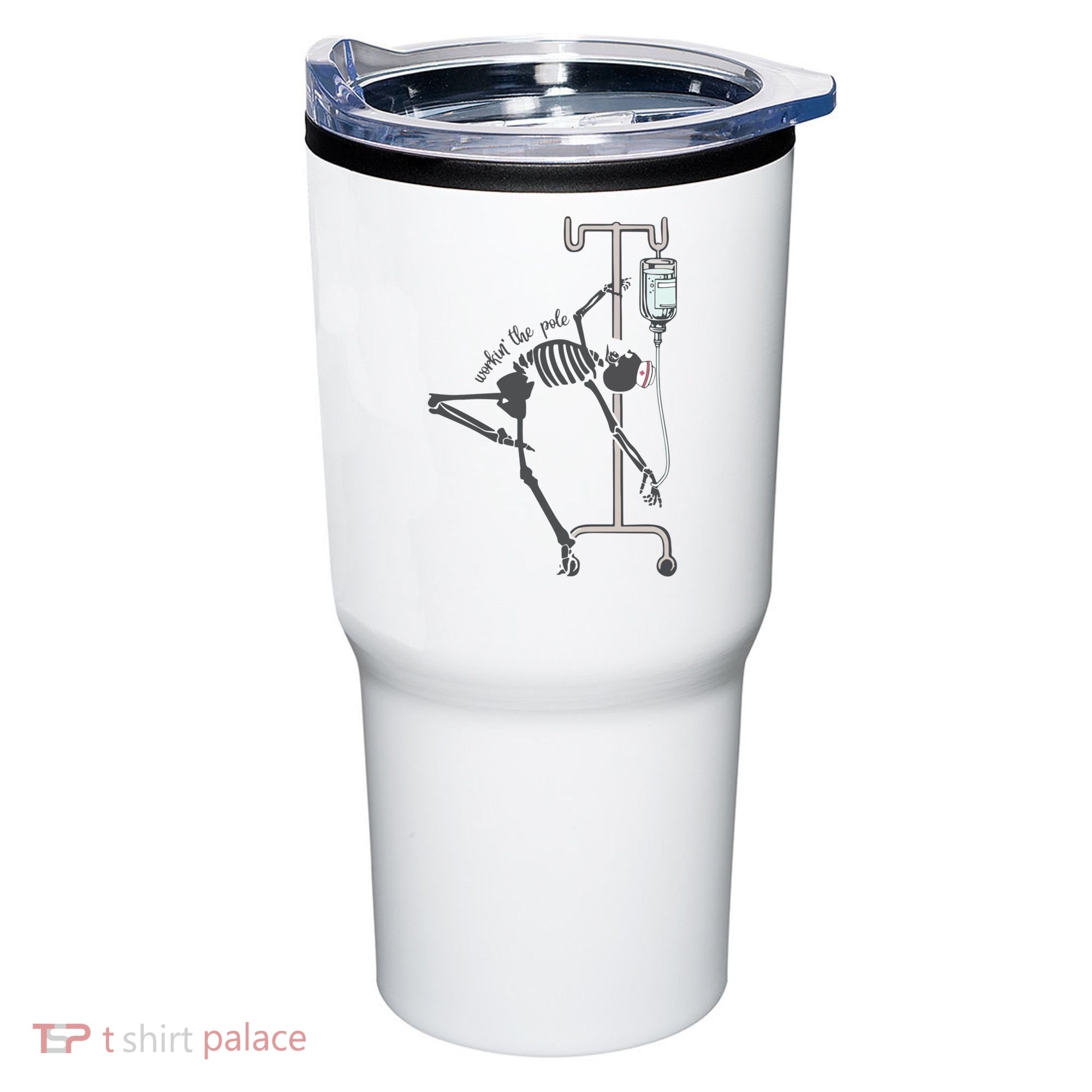 Working The Pole Funny Nurse Dancing Skeleton Halloween Cute Tumbler