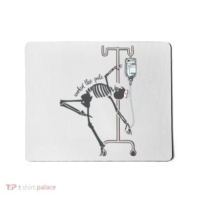 Working The Pole Funny Nurse Dancing Skeleton Halloween Cute Mousepad