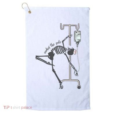 Working The Pole Funny Nurse Dancing Skeleton Halloween Cute Golf Towel