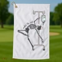 Working The Pole Funny Nurse Dancing Skeleton Halloween Cute Golf Towel thumb 1