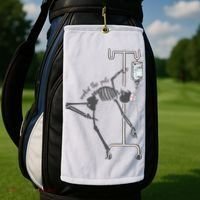 Working The Pole Funny Nurse Dancing Skeleton Halloween Cute Golf Towel thumb 2