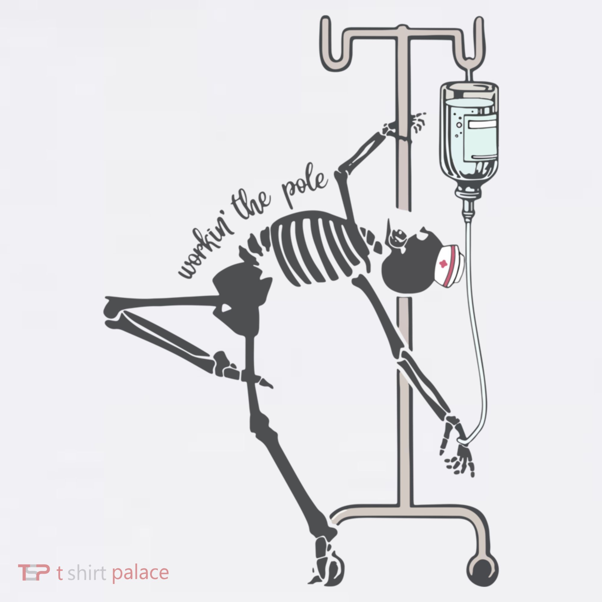 Working The Pole Funny Nurse Dancing Skeleton Halloween Cute Visor