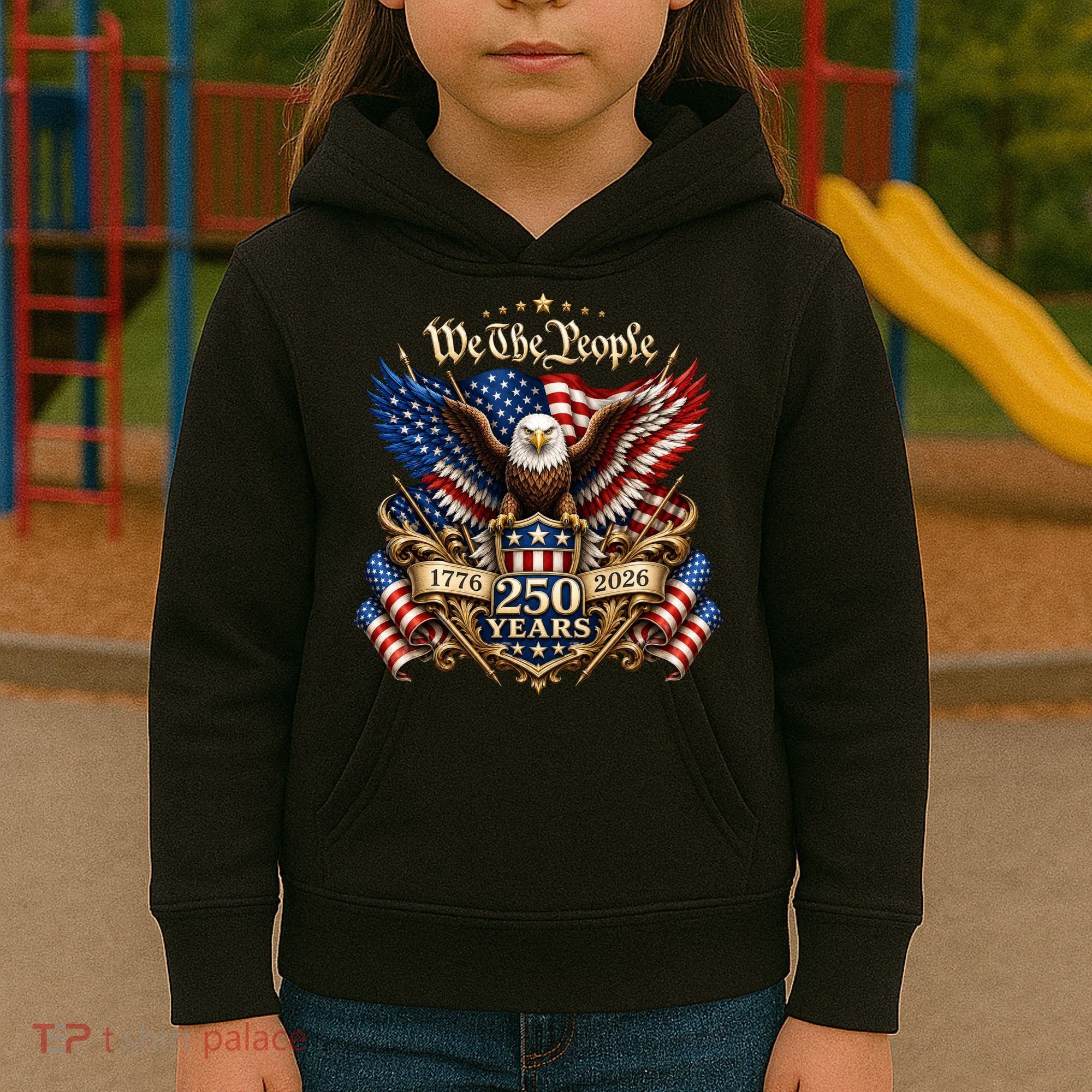 We The People Patriotic 250th Anniversary Eagle 1776-2026 Kids Hoodie