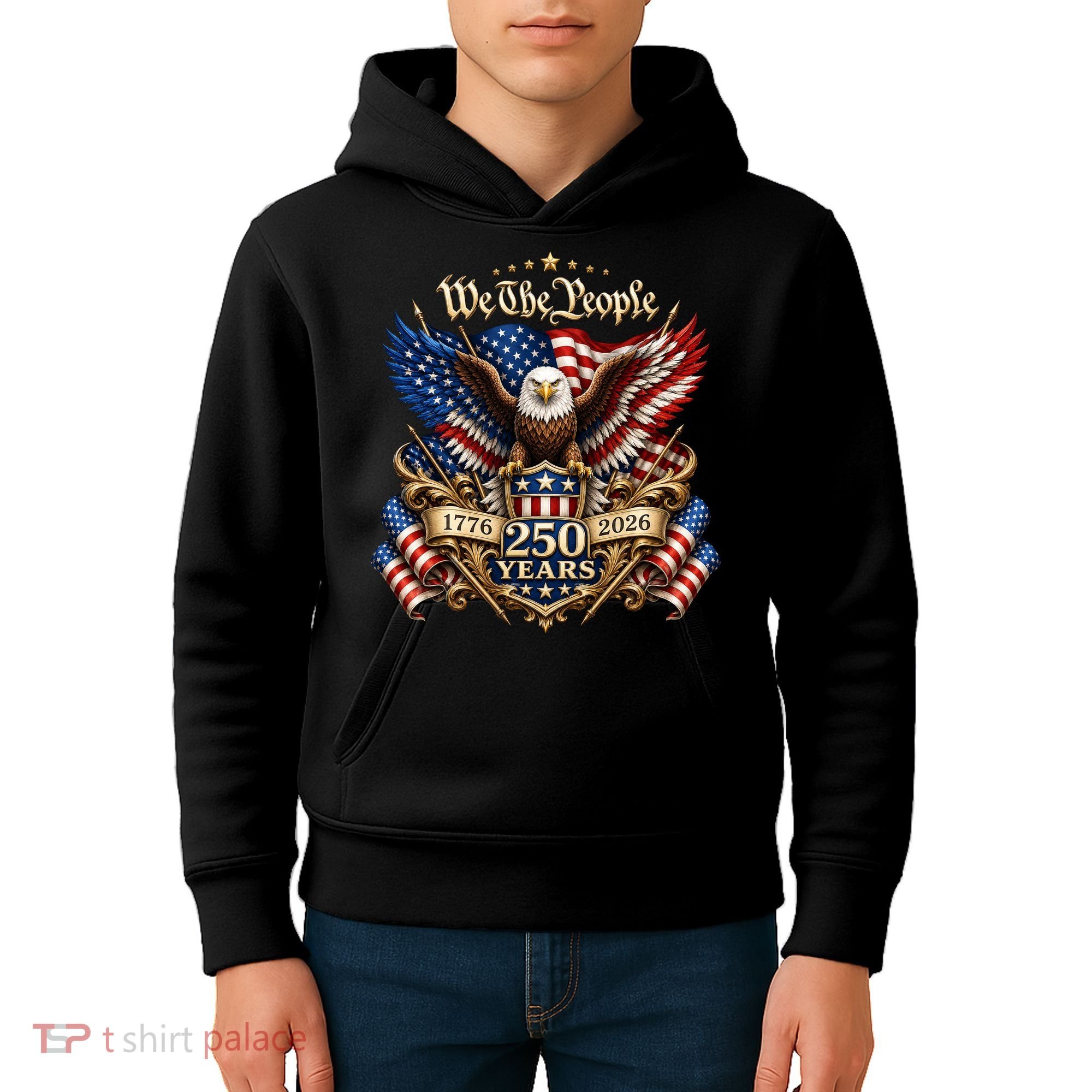 We The People Patriotic 250th Anniversary Eagle 1776-2026 Kids Hoodie