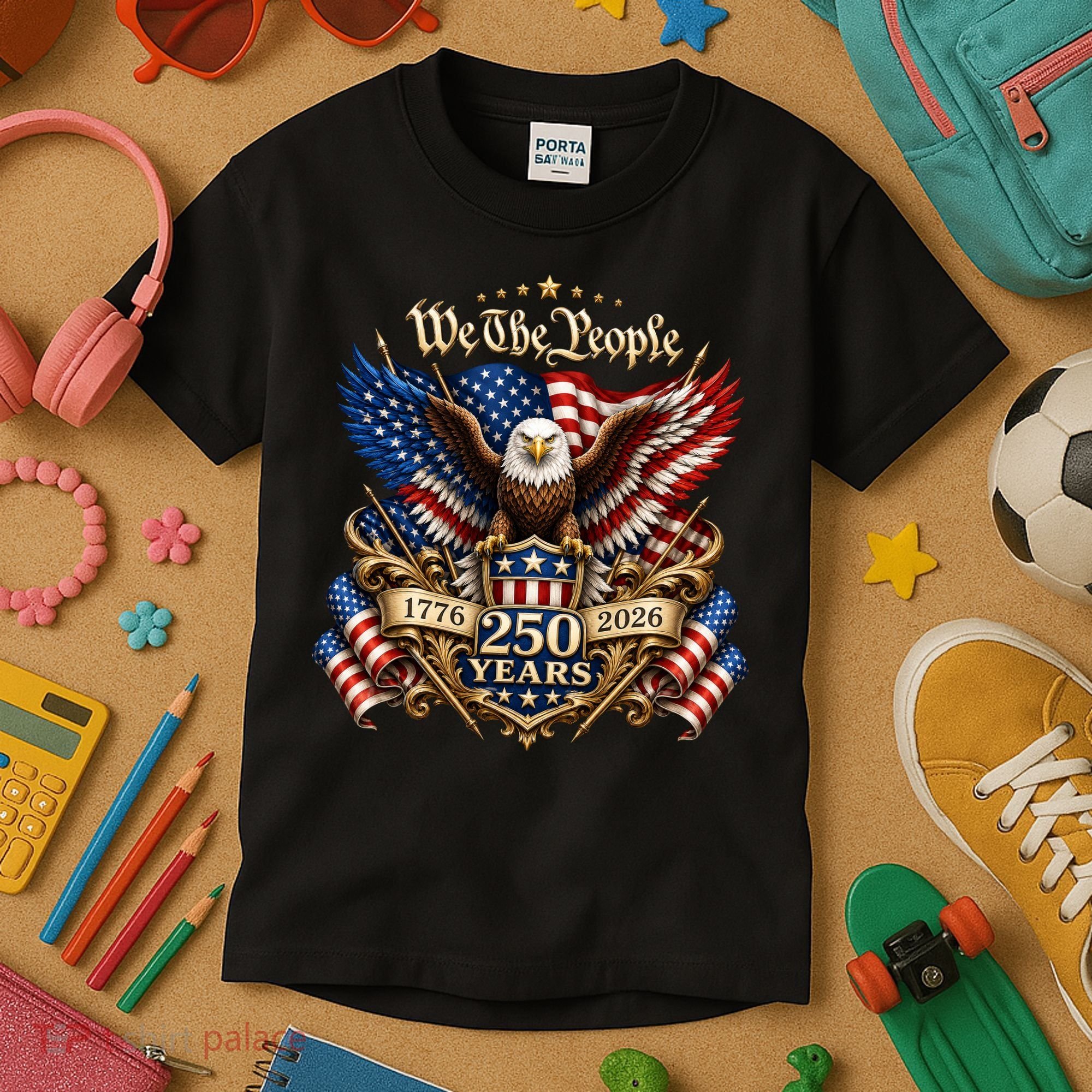 We The People Patriotic 250th Anniversary Eagle 1776-2026 Kids T-Shirt